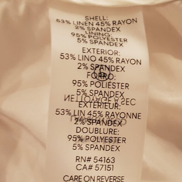 Calvin Klein White Lined Linen Blend Crop Pant - Picture 11 of 13